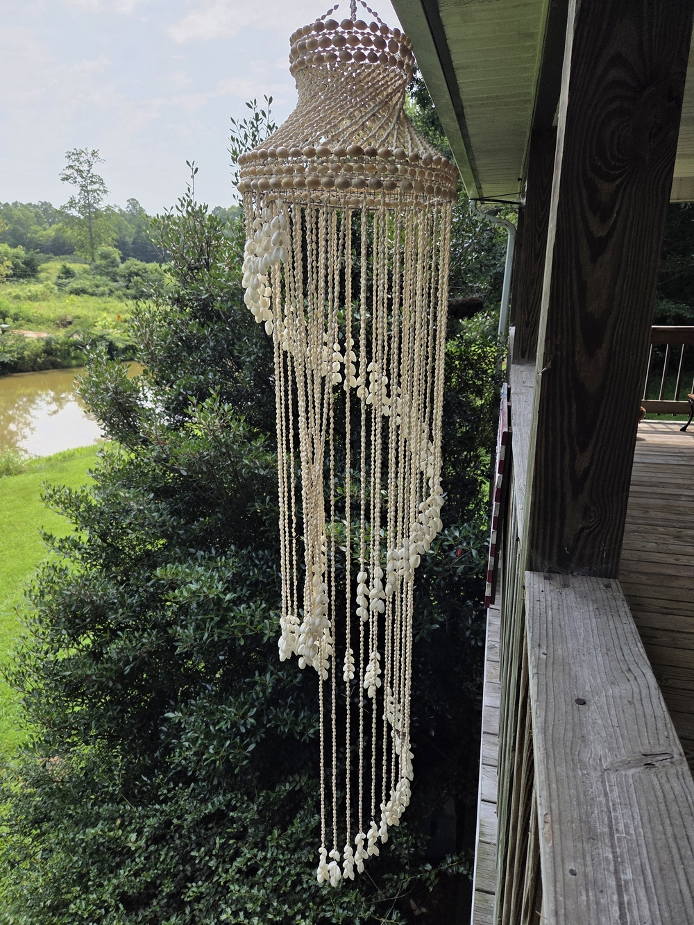 Boho Hanging Shell Chandelier - Cream Vintage